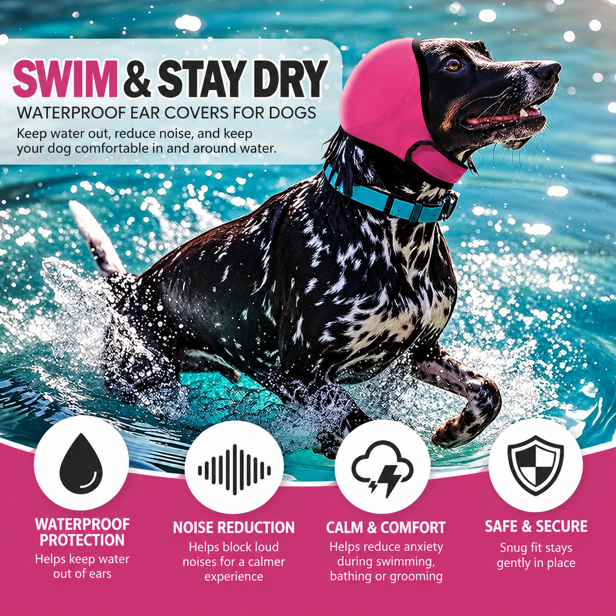 Dog Earmuffs for Bathing, Swimming & Noise Reduction
